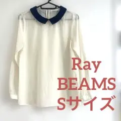 【レイビームス】 レース襟バイカラーシフォンブラウス
