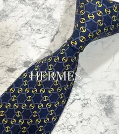 CHANEL シャネル ネクタイ チェーン ムーン 総柄 チェーン付 ネイビー