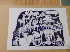 ミナペルホネン life puzzle ポスター navy 皆川明のサムネイル
