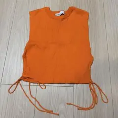 ZARA オレンジ ノースリーブ トップス