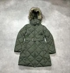 【美品】UNIQLOユニクロ　パウダーソフトダウンコート　カーキ　レディースM