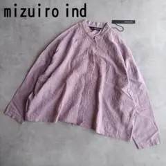 ミズイロインド レーススタンドカラーワイドシャツ　ピンク　刺繍のサムネイル