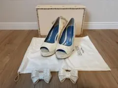 BENIR ベニル ウェディングシューズ レース ブライダルシューズ　リボン付き