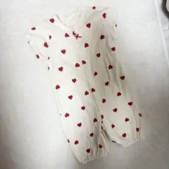 ハート柄ツーウェイ・ドレスオール半袖50~60夏女の子ヘビー服コットン100%