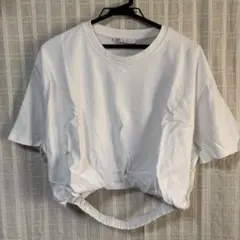 ZARA ホワイト クロップドTシャツ L