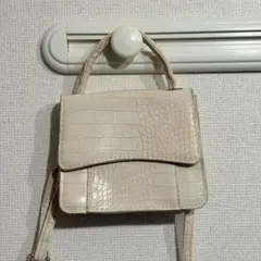 ミニバッグ クロコ柄 アイボリー ショルダーバッグ