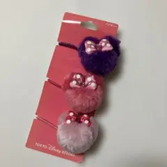 ディズニーリゾート　ミニーファーゴム 3個セット ヘアアクセサリー