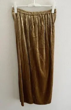 OSMOSIS フォイルコーティングプリーツスカート ゴールド サイズONE