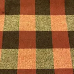 先染め生地（赤×茶×ベージュのブロックチェック柄ツイル）
