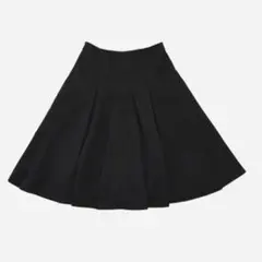 イネド フレアスカート ウールマーク日本製 ブラック 上品（9号）裏地付き