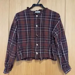OLIVE des OLIVE チェック柄　ボタン違いブラウス カットソーM