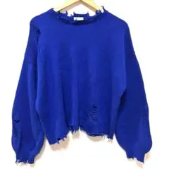 apres jour mignon クラッシュダメージニット XL 青