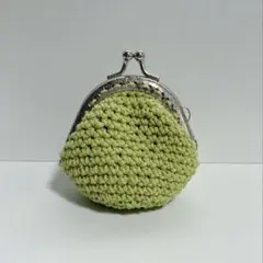 ハンドメイド　小さいがま口ポーチ　淡いグリーン