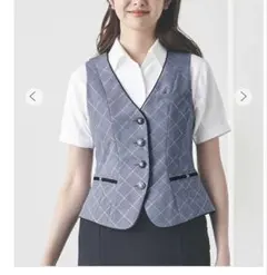 ネイビー チェック柄 ベスト　スカート　事務服