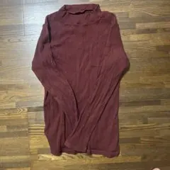 リブハイネック長袖カットソー ボルドー