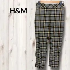 エイチアンドエム パンツ スラックス チェック クロップド スリム S