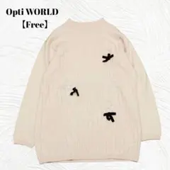Opti WORLD　オプティワールド【Free】 リボン　ニット　セーター