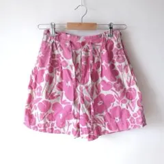 UNIQLO marimekko ピンク 花柄 リネン 混合 ショート パンツ