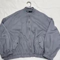 ZARA フェイクスエード ボンバージャケット グレーのサムネイル