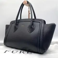 未使用級　フルラ　カレッジ　トートバッグ　A4収納　ブラック　ユニセックス