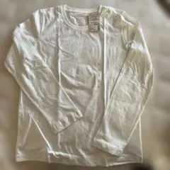 【新品未使用】無印良品 オーガニックコットンクルーネック長袖Tシャツ 白 Lのサムネイル