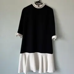 【美品】グレースコンチネンタル　黒と白のひざ丈ワンピース　サイズ36