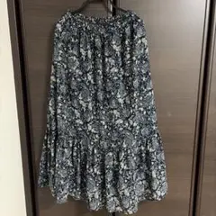 UNIQLO ネイビー ペイズリー柄 フレアスカート S