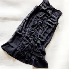 axes femme 黒フリルワンピース リボン付 M