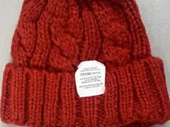 ケーブル編み ニット帽 ワッチキャップ 赤 レッド
