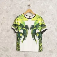 Just Cavalier 鳥と植物のプリント 半袖シルクTシャツのサムネイル