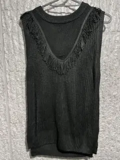 フリンジVネックニットベスト