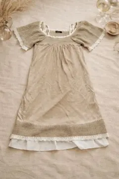 Reasterisk ベージュ ニットワンピース フリル付き　2点セット♡