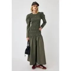 SLY SHIRRING GATHER ドレス ワンピース カーキ 緑