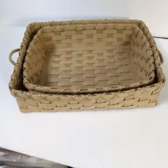 ナチュラルベージュ バスケット 2個セット　ハンドメイド