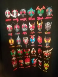 仮面ライダー 歴代マスク大集合 Tシャツ ブラック　Lサイズ