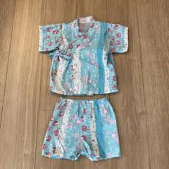 水色　花柄　甚平　ベビー　90サイズ　女の子