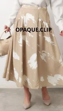 【美品】OPAQUE.CLIP モノトーンプリントフレアスカート 40 Lのサムネイル