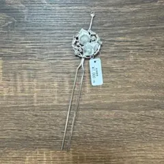 花と葉デザインの金属製かんざし