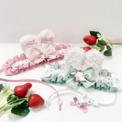 ちびぐるみ　ヘッドドレス&ヘアピンセット　うさぎさんいちご　#01