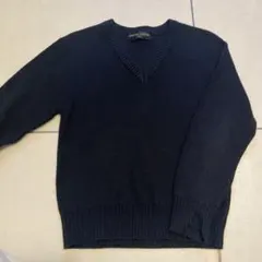 今週末処分ネイビー Vネックセーター 裾ダメージあり　130