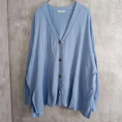 【studio CLIP】ブルー系のニットカーディガン　サイドスリット　着丈64