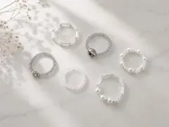 ハンドメイド　ビーズリングセット