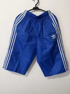 デッドストックadidas 青　ナイロンハーフパンツ
