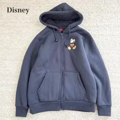 ディズニー ミッキーマウス スウェットフルジップパーカー ロゴ刺繍 裏起毛 綿混
