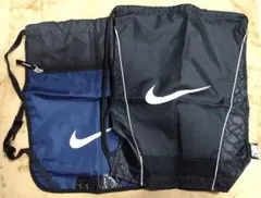 NIKEナイキ ナイロンリュック巾着袋 ブラック ネイビー2点セット