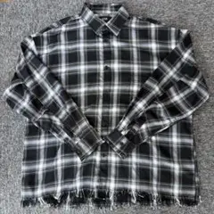 AZUL BY MOUSSY チェック柄ネルシャツ フリンジ加工