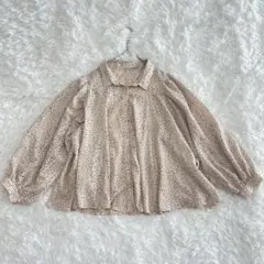 イーハイフンワールドギャラリー ブラウス ドット柄 総柄 ベージュ 長袖シャツ