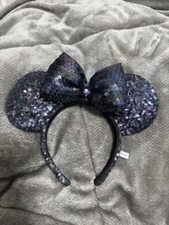 ミッキー耳カチューシャ 黒と紫のラメ
