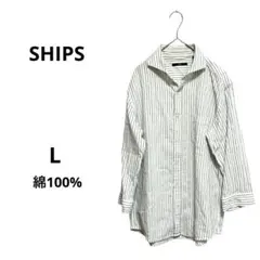 メンズシャツ長袖ストライプ