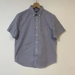 NAUTICA 半袖シャツ L ストライプ クラシックフィット BDシャツ